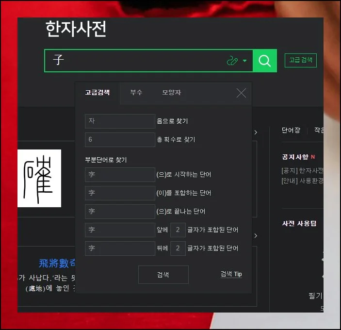 (4) 전통 방식으로 한문찾기